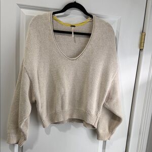 Free People Cream Scoop Neck Sweater